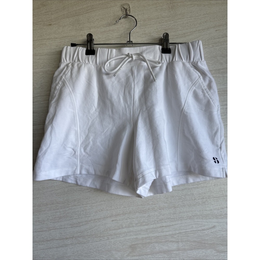 Sports Illustrated Women's White Cotton Pocket Shorts Sz Small With Drawstring